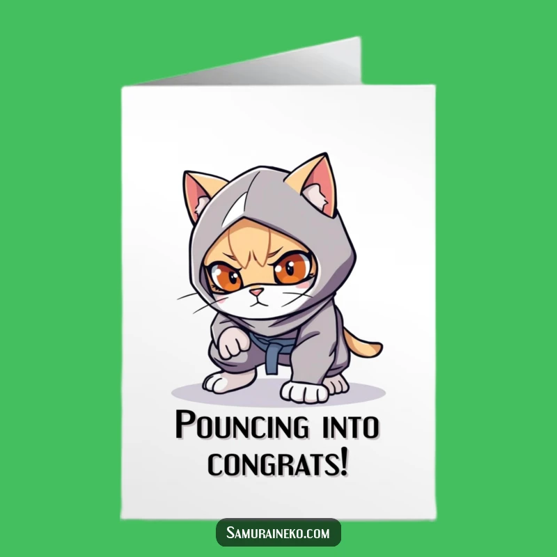 Free Printable Cat Ninja Congratulations Card: Funny Downloadable Gift For A Stealthy Win