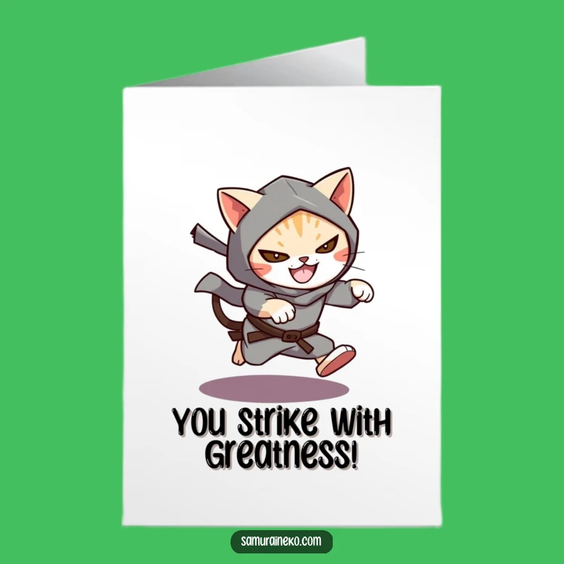 Free Printable Congrats Card: Mischief Ninja Cat - Download Now!