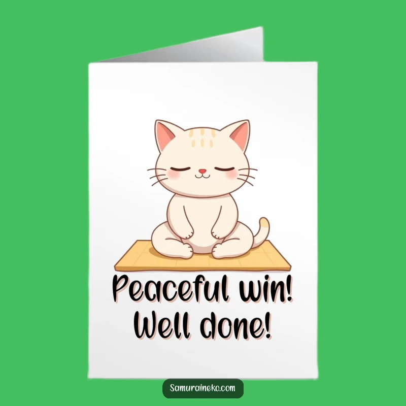 Free Printable Congrats Card: Funny Zen Cat, Calm Downloadable Gift
