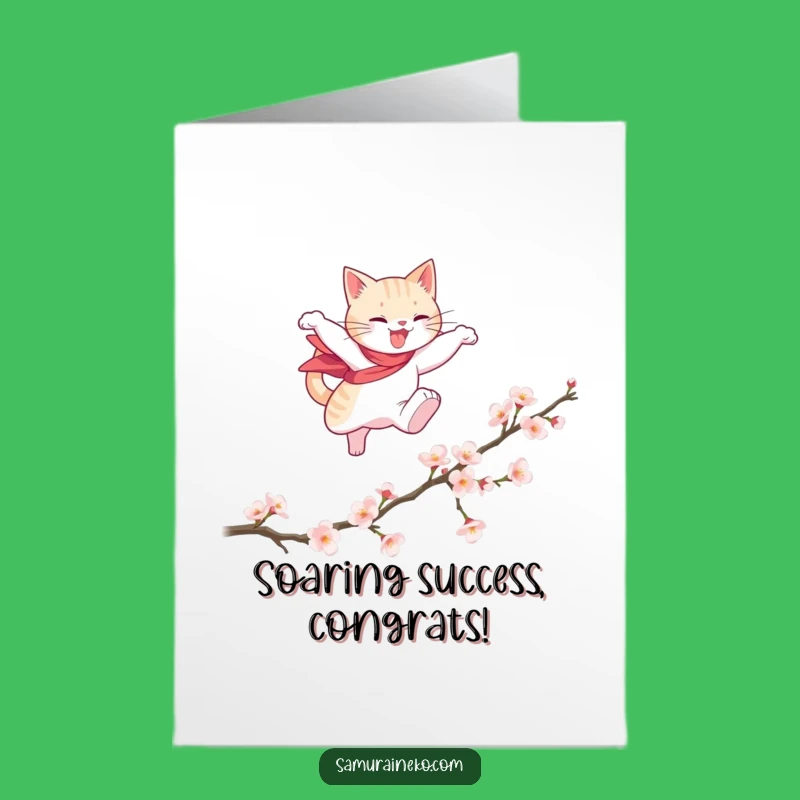 Free Printable Congrats Card: Hero Cat Blossoms for Your Success Downloadable Gift