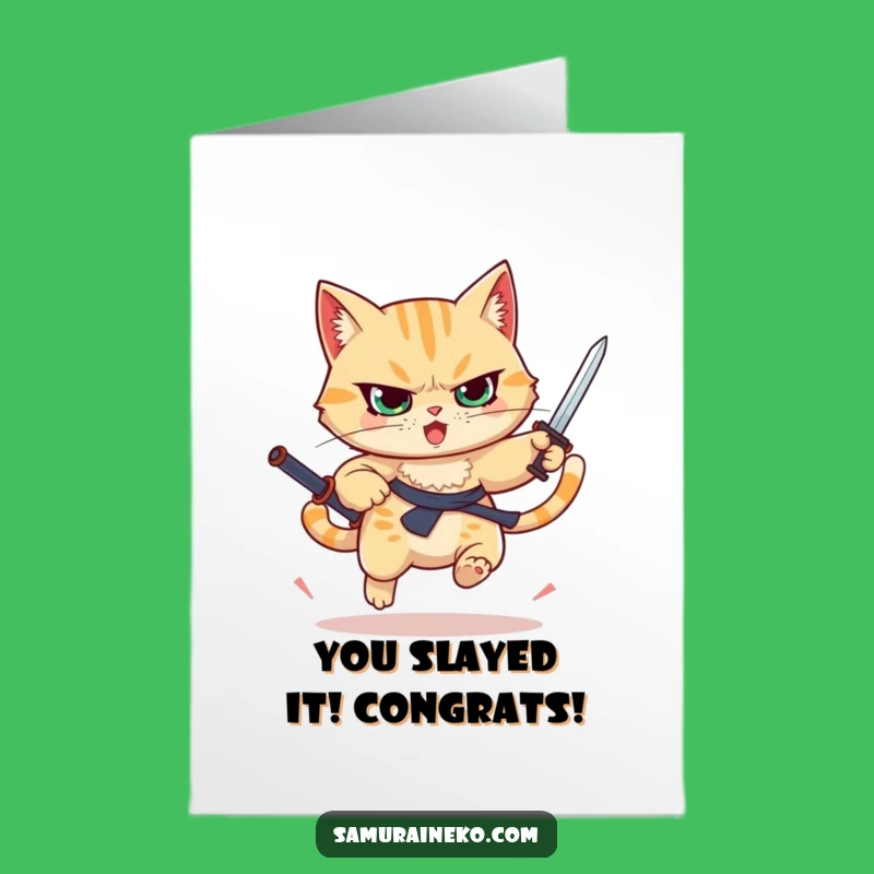 Victory Free Printable Cat Congrats Card: Sword Strike - Hilarious Downloadable!