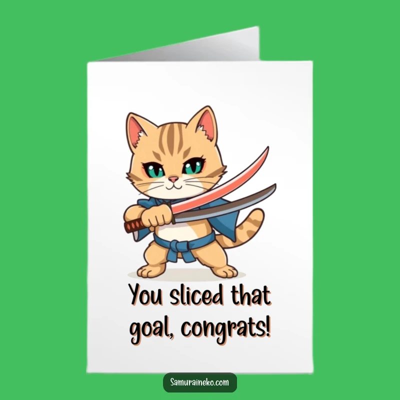 Celebrate victories with this amazing free printable congratulations card! Our cat samurai is ready to conquer any achievement. Print at home instantly.