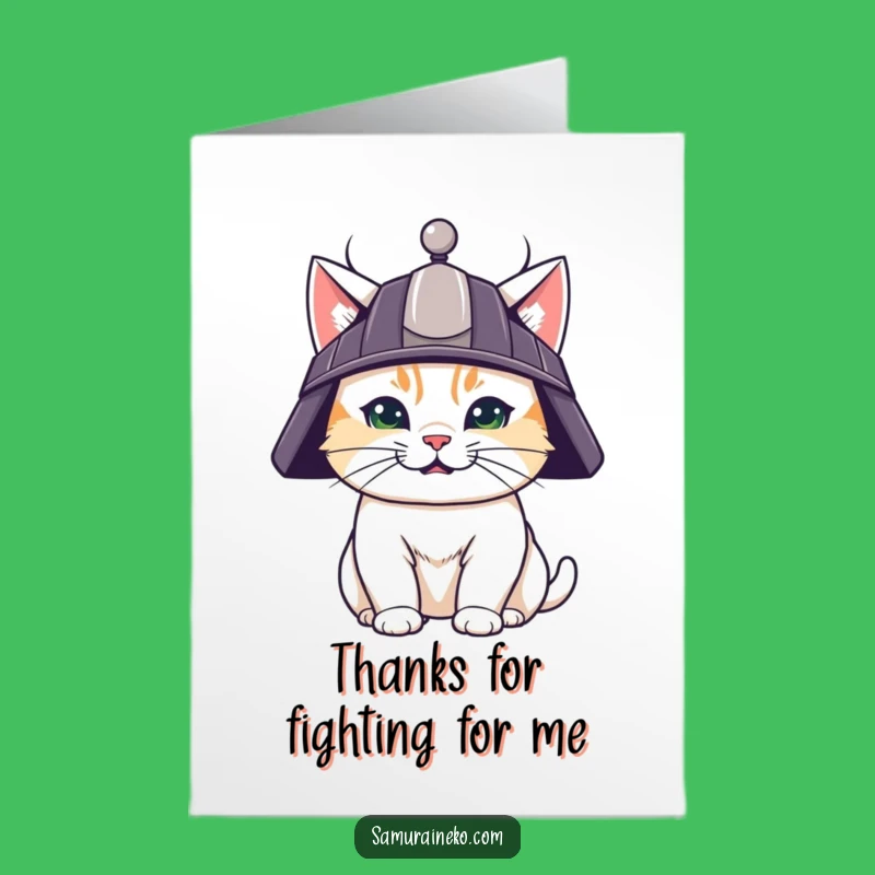 Free Printable Thank You Card: Samurai Cat Guard, Grateful Grin, Downloadable Gift