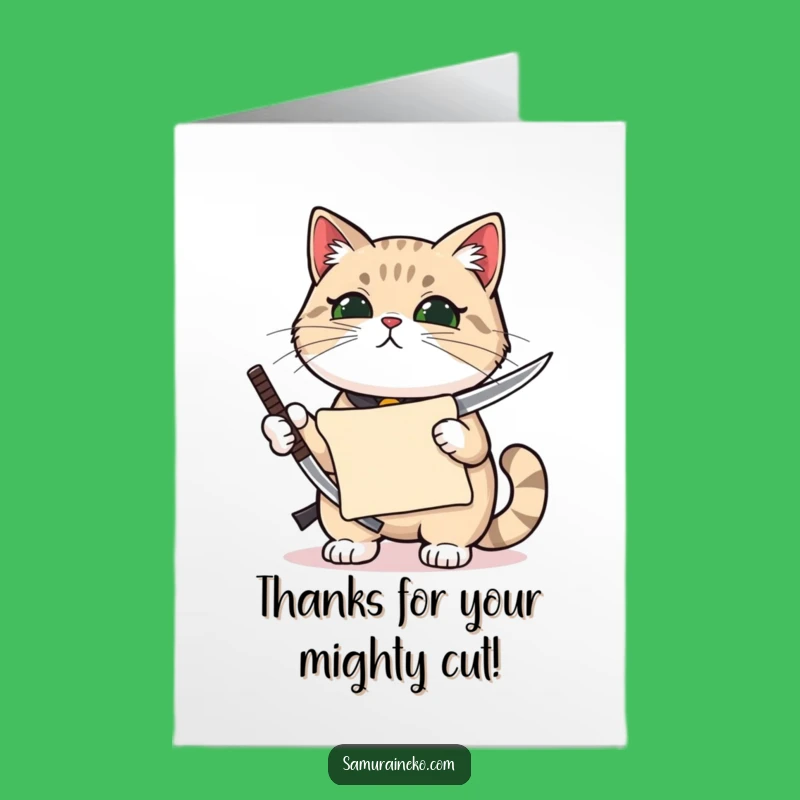 Respectful Free Printable Thank You Card: Katana Cat - DIY Downloadable