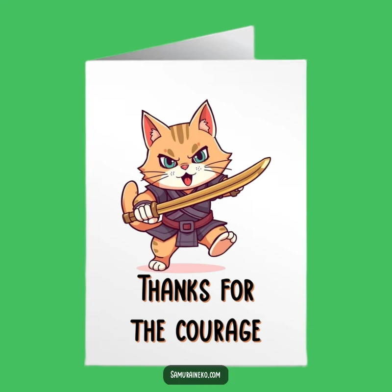 Free Printable Thank You Card: Charging Cat Warrior, Funny Downloadable