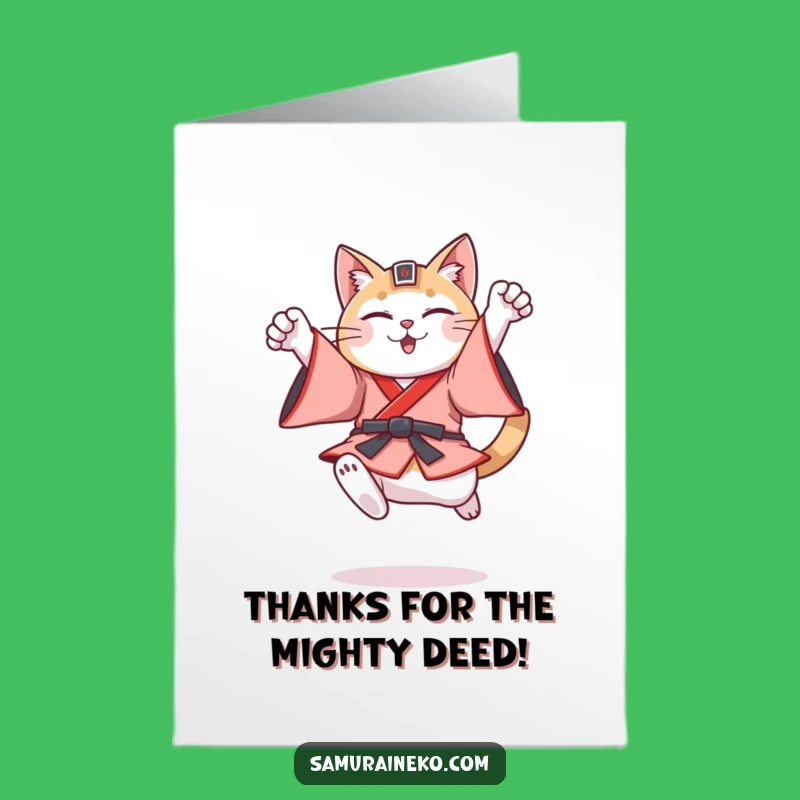 Bold Free Printable Thank You Card: Samurai Cat Honor - DIY Downloadable
