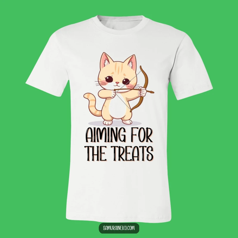 Funny Cat Archer T-Shirt: Tiny Bow, Big Laughs, Hilarious Gift!
