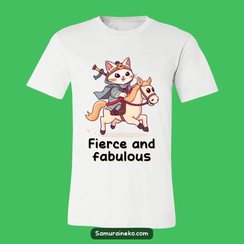 Funny Cat Samurai Hobby Horse T-Shirt: Ride into Fun with Style