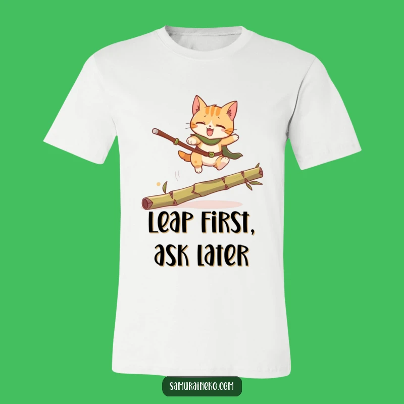 Funny Cat Warrior T-Shirt: Leap into Action, Hilarious Feline Gift Idea!