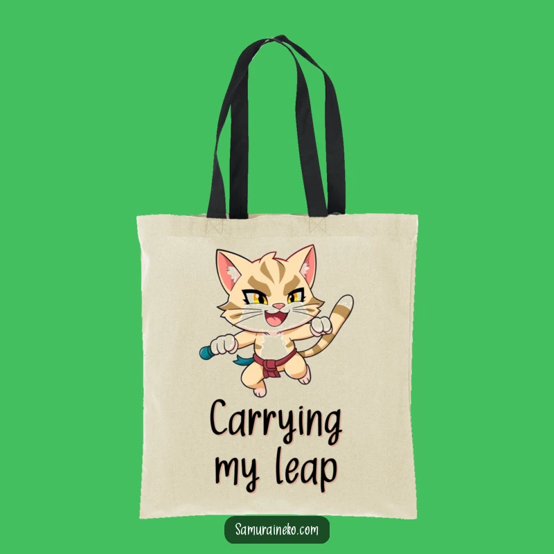Funny Leaping Feline Warrior Tote Bag: Carry Your Essentials with Hilarious Energy