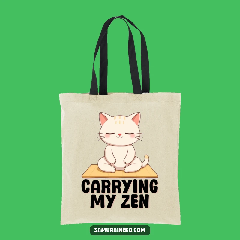 Funny Zen Cat Tote Bag: Carry Your Calm, Hilarious Feline Peace!