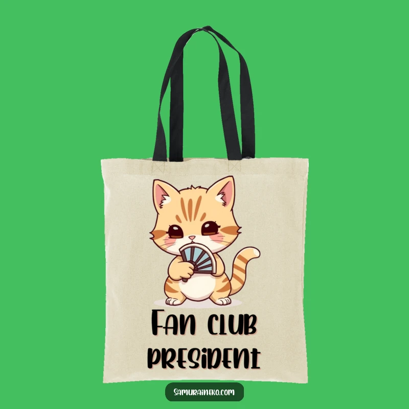 Funny Cat Fan Warrior Tote: Whimsical Duel Bag, Stylish Gift