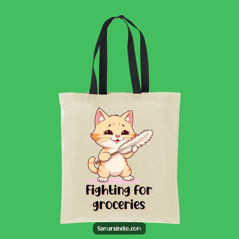 Funny Cat Feather Duster Tote Bag: Playful Kitty Carryall - Great Funny Gift!