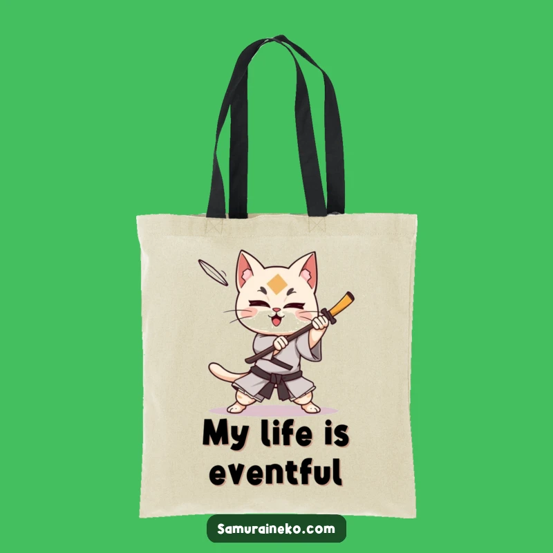 Funny Cat Samurai Shuriken Dodge Tote Bag: Carry Your Moves, Hilarious Gift