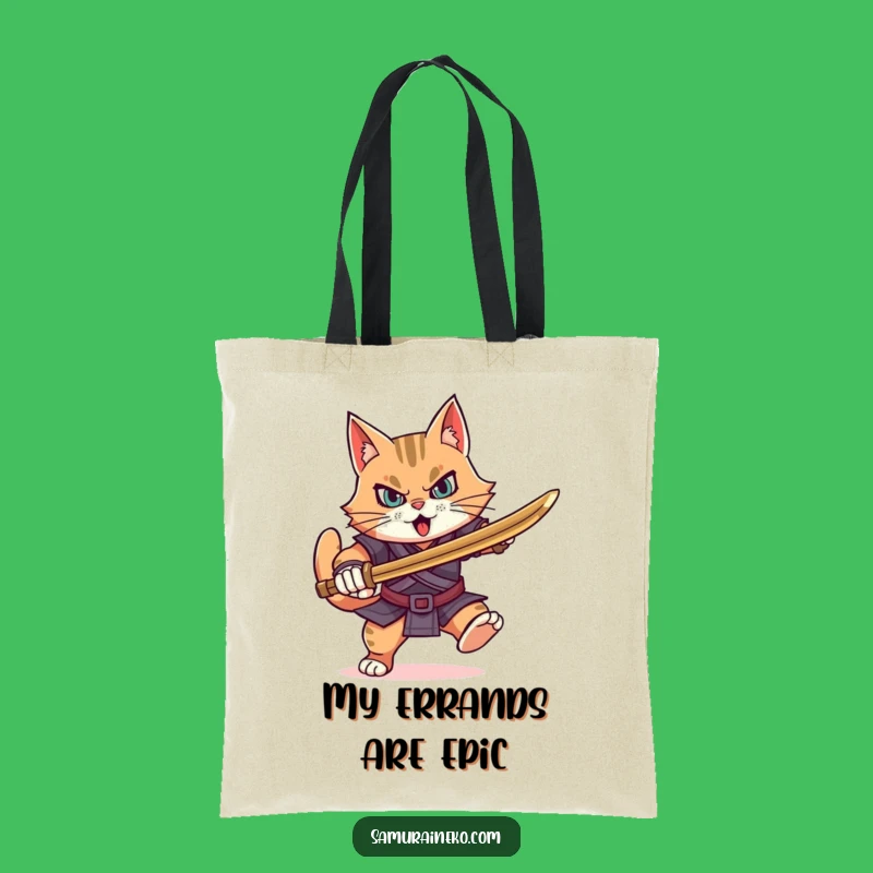 Funny Determined Cat Warrior Tote Bag: Carry Your Strength, Hilarious Gift