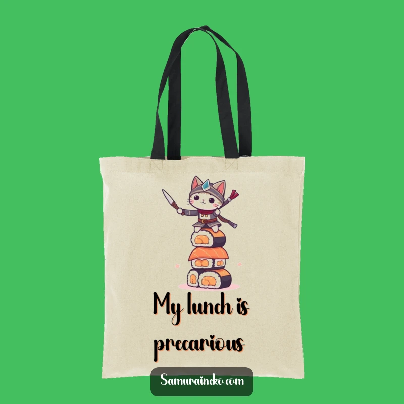 Funny Sushi Cat Warrior Tote Bag: Carry Your Balance, Hilarious Gift